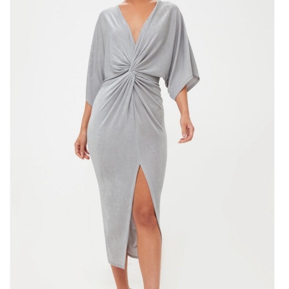 *Pretty Little Thing Slinky Ice Grey Midi Dress